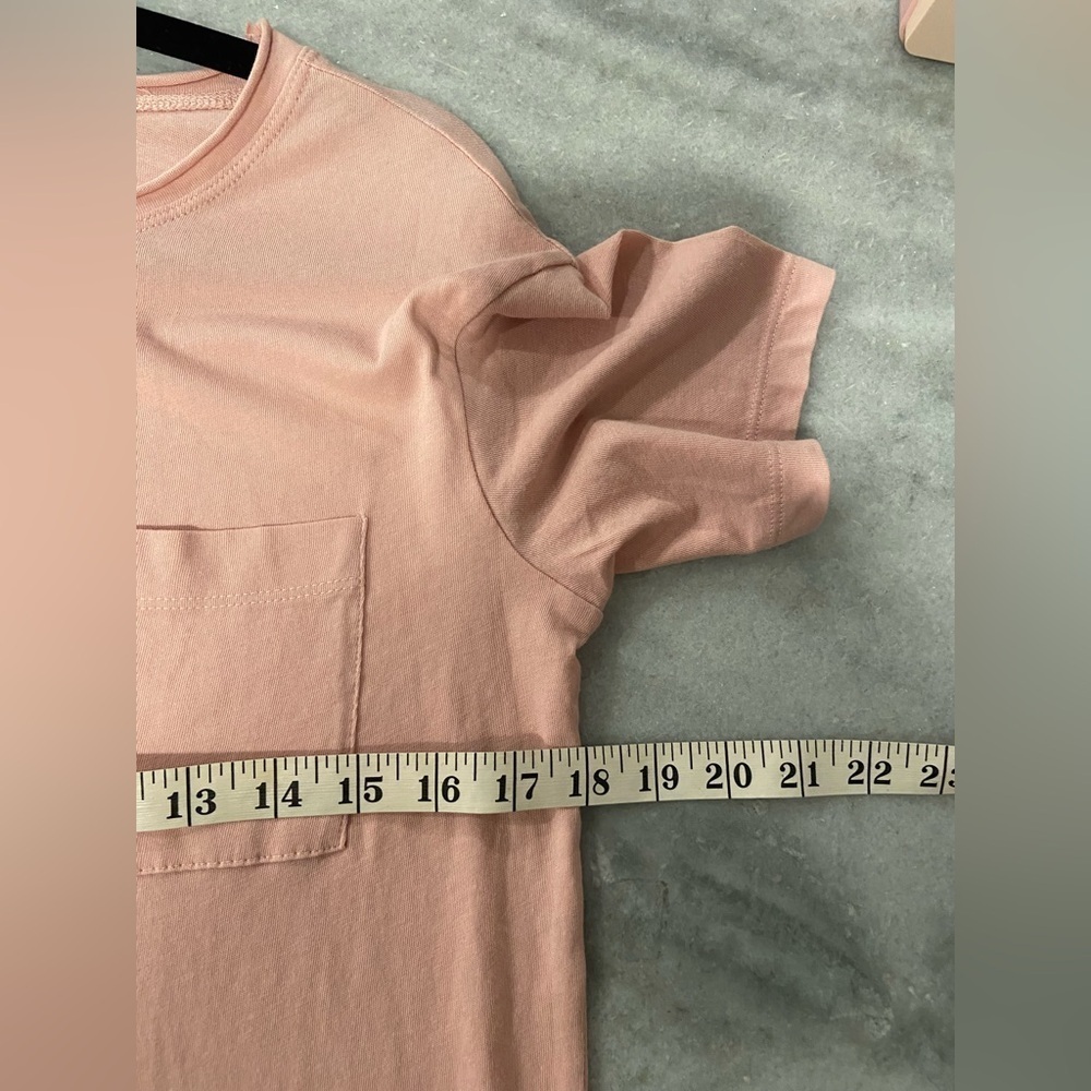 NWOT Madewell Size XXS Pale Pink Short Sleeve Crew Split Hem Pocket Tee Shirt - Picture 7 of 11